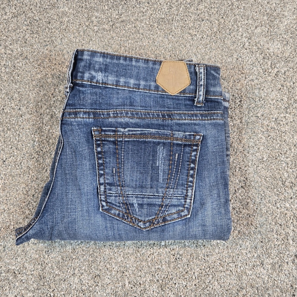 Tin Haul Jeans‎ Mens 32x30R Blue Medium Wash Bootcut Denim Embroidered Logo